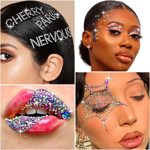 Vista 5 de 2609 gemas para el cabello, joyas para el cabello, diamantes y letras de diamantes de imitación con pinzas, perlas para el cabello, calcomanías