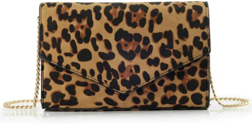 Vista 2 de HOXIS Bolso de hombro con cadena para mujer con estampado de leopardo