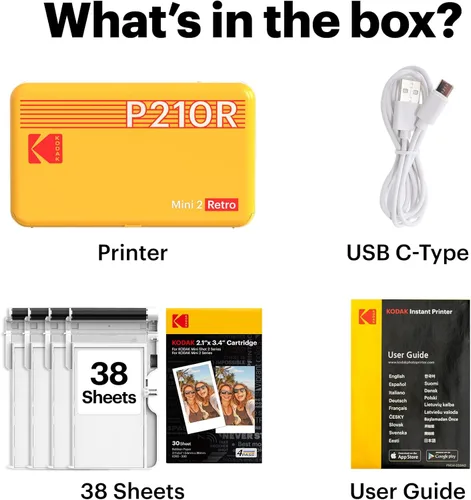 Vista 25 de KODAK Mini 2 Retro 4PASS - Impresora fotográfica portátil (2.1 x 3.4 pulgadas) + 8 hojas, color blanco