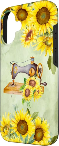 Vista 2 de iPhone 16 Sewing Machine Quilter Sewing, Sunflowers Sewing Machine Case