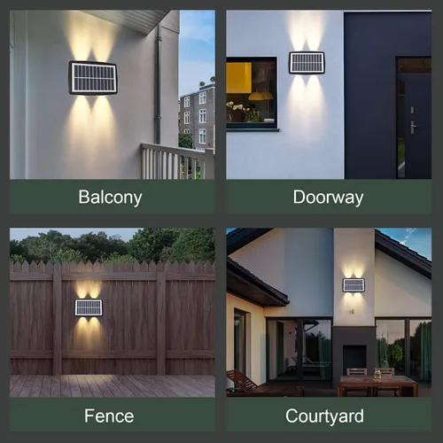Vista 6 de Luz solar de pared para exteriores, luces de pared arriba y abajo, luces de pared para exteriores, carcasa de aluminio para patio, terraza, jardín