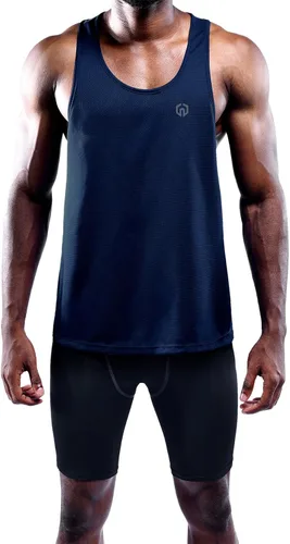 Vista 4 de NELEUS Paquete de 3 camisetas sin mangas con espalda en Y Dry Fit para hombre