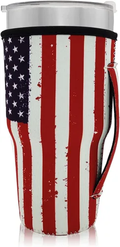 Vista 22 de Fundas Aislantes de Neopreno Portavasos con Asa para Vasos Tumbler de 20oz, Funda Reutilizable para Café Helado Para Tazas de Café de 30oz - 32oz
