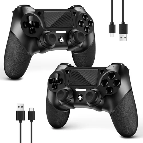 Vista 13 de AceGamer Paquete de 2 para controlador PS4, controlador inalámbrico para PS4/Pro/Slim/PC, con agarre antideslizante de ambos lados y cable USB-C