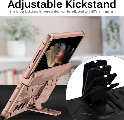 Vista 3 de Miimall Funda compatible con Z Fold 2, Galaxy Z Fold 2, protección magnética de bisagra, soporte ajustable, policarbonato duro, todo incluido, funda