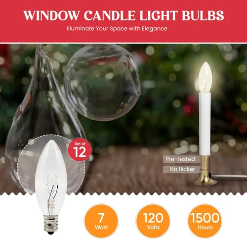 Vista 2 de Creative Hobbies® Bombillas de repuesto para lámparas de vela eléctricas, velas de ventana y candelabros - 7W Candelabro E12 Incandescente
