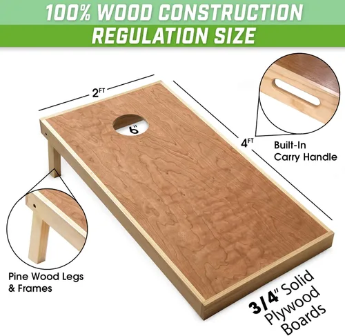 Vista 2 de GoSports - Juego de tableros para cornhole de grado profesional de 4 x 2 pies, tamaño completo de reglamento prémium para lanzamiento de bolsas