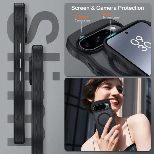 Vista 6 de BENTOBEN Funda magnética para Google Pixel 10 Pro, bonita funda ondulada y rizada para Pixel 10Pro [compatible con MagSafe] parachoques