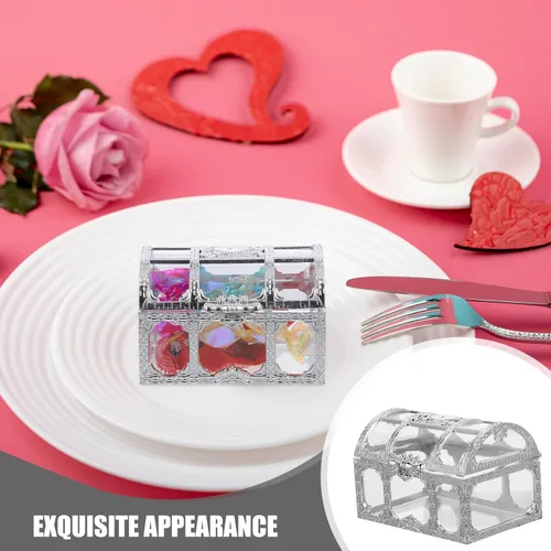 Vista 6 de Tratar 10 unids cajas de regalo de San Valentín Cofre del tesoro Cajas de dulces Contenedores de dulces Cajas de regalo de boda Cajas claras Cajas