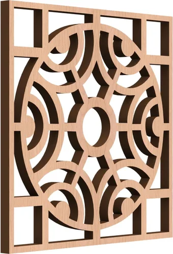 Vista 16 de 11 3/8"W x 11 3/8"H x 1/4"T Small Walton Decorative Fretwork Wood Wall Panels, Hickory