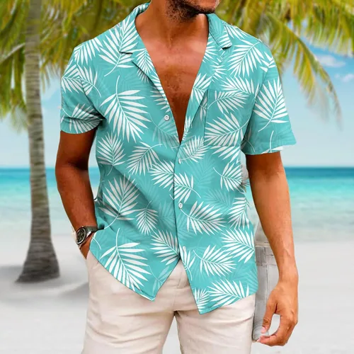 Vista 69 de KYKU - Camisa hawaiana funky para hombre, ropa tropical para vacaciones en Palm Beach