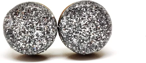Vista 15 de Pendientes de tuerca, brillantes, 10 mm, hechos a mano, postes de acero inoxidable para orejas sensibles, tuerca para mujeres, hombres y niñas