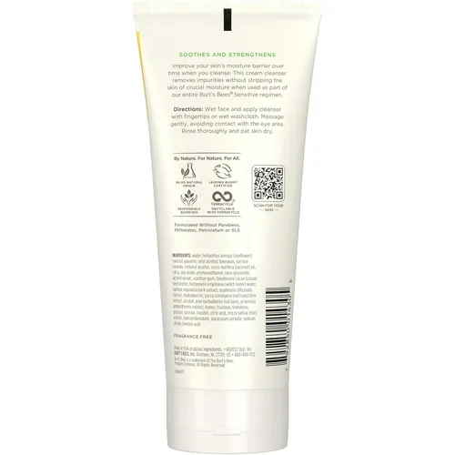 Vista 17 de Burt's Bees Limpiador suave en crema con aloe para pieles sensibles, 98.9% de origen natural, 6 onzas