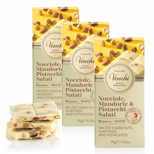 Vista 20 de Venchi Chocolate blanco con pistachos y nueces saladas (paquete de 2)