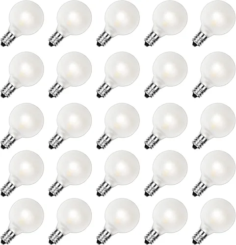 Vista 10 de Bombillas LED de repuesto G40, base de rosca E12, bombillas LED inastillables para candelabro para luces de cadena al aire libre 0.6W, bombillas