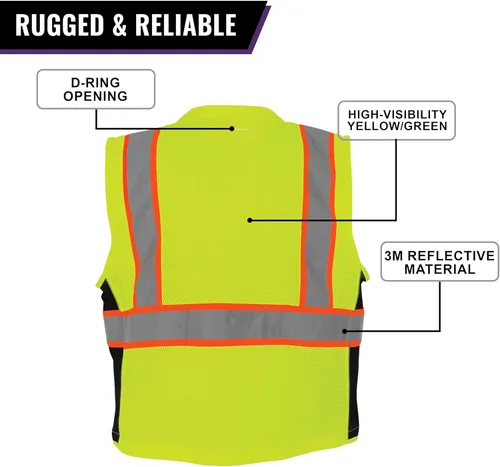 Vista 4 de Global Glove High Visibility Safety Vest, Lightweight and Breathable