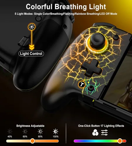 Vista 4 de Gamtoure Switch Controller Wireless for Nintendo SwitchOLED, Handheld One-Piece Switch Controller Replacement for Joy con, with Hall Effect