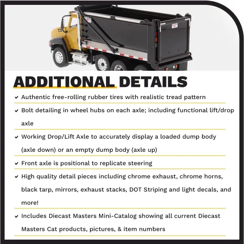 Vista 5 de Diecast Masters Caterpillar CT660 SBFA Ox Bodies Stampede Dump Truck Serie de transporte Camiones para gatos y equipos de construcción Modelo a