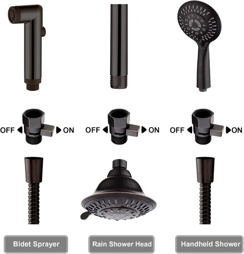 Vista 6 de BRIGHT SHOWERS Válvula de control de flujo de agua, válvula de agua de cabezal de ducha de latón con palanca de manija, regulador de flujo volumen