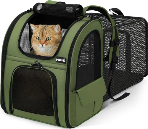 Vista 25 de Pecute - Mochila para mascotas, extensible con malla transpirable para perros pequeños, gatos, mochila para mascotas, para senderismo, viajes