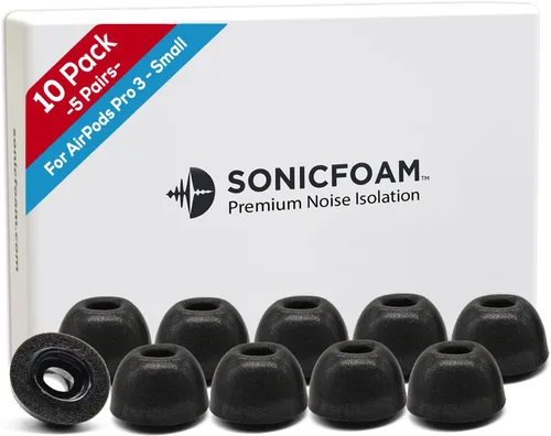 Vista 10 de SONICFOAM (SFAir-1-2 Pro S/M/L Negro) Puntas de auriculares de espuma viscoelástica - Compatible con AirPods Pro de 1ª y 2ª