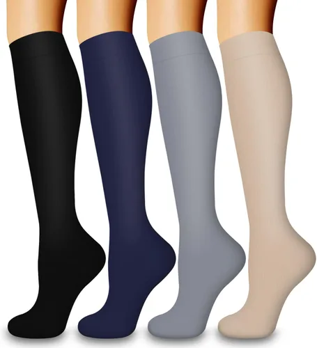 Vista 15 de COOLOVER 4 Pairs Compression Socks for Women & Men Circulation 15-20mmHg -Best Support for Nursing, Athletic, Cycling, Flight