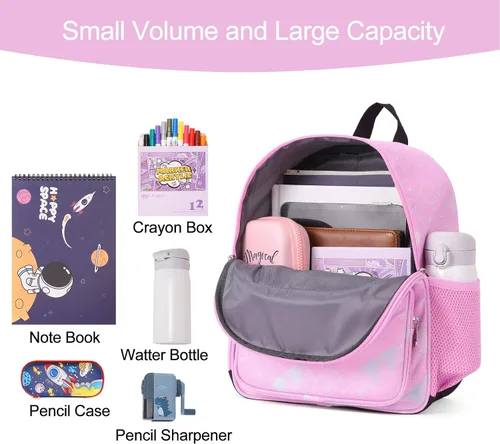 Vista 4 de CLUCI Mochila infantil para niños y niñas, mochila para preescolar con correa ajustable, 12L, Rosa 404, Mochilas Daypack