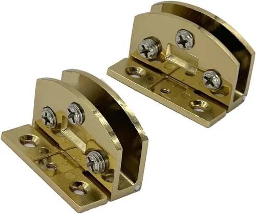 Vista 3 de 2 bisagras de puerta de vidrio dorado, bisagras de puerta de ducha de 90 grados para abrazaderas de baño de puerta de vidrio de 0.197-0.276 in