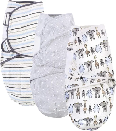 Vista 14 de Hudson Baby Envoltura de algodón acolchada unisex para bebé, 3 unidades, animales de granja para niños, 0-3 meses