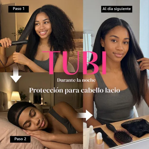 Vista 3 de Dreamlover Gorras de peluca de ganchillo, gorras de malla negra para pelucas, 3 piezas Tubi wig caps for overnight frizz-free wrapping, Fits curly