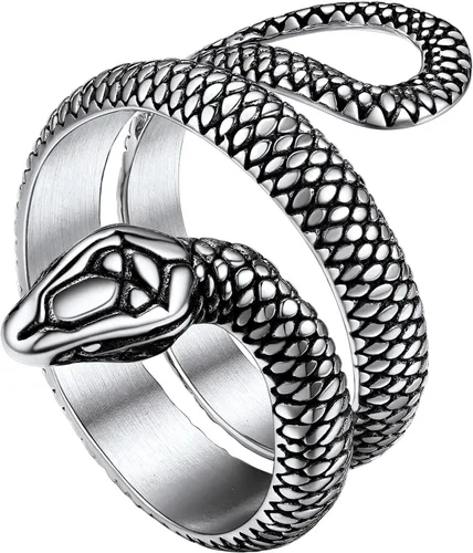 Anillo de serpiente de acero inoxidable, chapado en oro de 18 quilates, para hombres y mujeres, tamaño 7-12, anillos de serpiente reptil, joyería