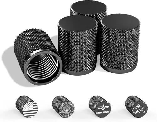 Vista 15 de STEEL HAWK Tapas de válvula de neumático de acero inoxidable con grabado CNC de precisión, resistentes al óxido, fugas y polvo con sello de junta