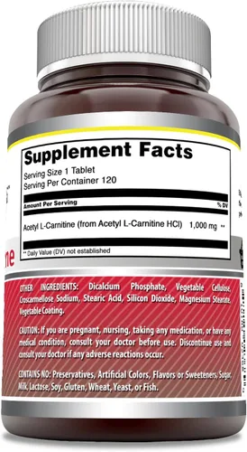 Vista 3 de Amazing Formulas Acetyl L-Carnitine Supplement 1000 Mg Per Serving 120 Tablets Supplement Non-GMO Gluten Free Made in USA