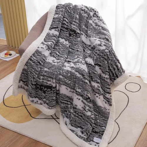 LGYKUMEG Manta Sherpa para sofá y cama, manta Sherpa reversible de 2 capas negra, mullida, acogedora y cálida, manta de microfibra sólida de 40 x 59