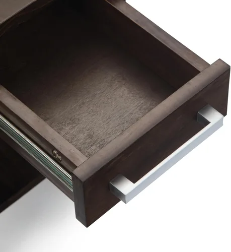 Vista 76 de Simpli Home Kitchener mesa de centro, color nogal oscuro, Pino, Distressed Grey