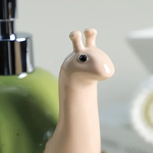 Vista 8 de Colias Wing Dispensador de jabón con forma de caracol retro de cerámica con bomba de plástico, botella de jabón de loción recargable, botella