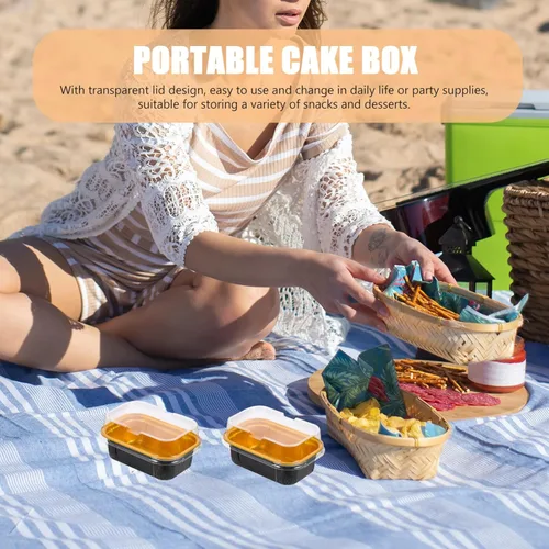 Vista 6 de 50pcs Muffin Desechables Latas Papel De Aluminio Tazas Para Hornear Con Tapas Cupcake Embalaje Contenedores Para Fiesta Boda
