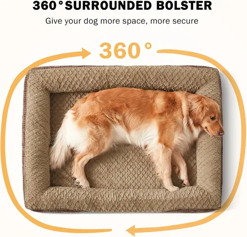 Vista 7 de INVENHO - Cama ortopédica para perros de tamaño mediano, sofá de espuma viscoelástica con diseño de huevera y funda extraíble lavable, forro
