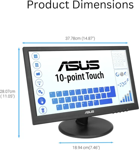 Vista 7 de ASUS Monitor táctil 1080P de 15.6 pulgadas (VT169HE) - Full HD, pantalla táctil de 10 puntos, IPS, amplio ángulo de visión, sin marco, cuidado