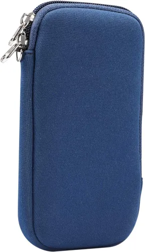 Vista 2 de Funda de neopreno de tamaño pequeño para teléfono celular, con cremallera y correa para el cuello para iPhone 17, 16, 16e, 15 15 Pro iPhone 14 14