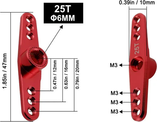 Vista 5 de Hobbypark Brazos de dirección de bocina servo de aluminio 25T de metal (doble y simple) para modelos RC piezas de repuesto para autos y camiones