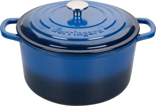 VORRINGARD Olla de horno holandés de hierro fundido esmaltada con tapa, para hornear pan de masa madre, hornos holandeses redondos, 4.5 cuartos de
