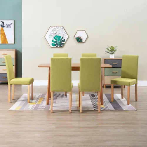 Vista 23 de Dining Chair Set of 6 Black Fabric Upholstered with Solid Rubber Wood Frame Modern Ergonomic Design for Dining Room Kitchen and Living Room