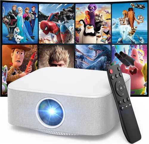 Mini proyector portátil con enfoque eléctrico, proyector NICPOW Full HD 1080P, proyector de películas Bluetooth con Keystone automático, Bluetooth
