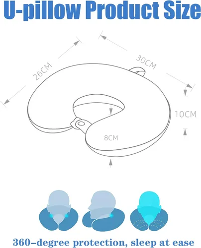 Vista 2 de Almohada cervical para viajes, almohada cervical de viaje mejorada para avión 100% espuma viscoelástica pura para dormir en el vuelo, accesorios