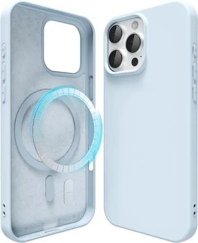 Vista 78 de oakxco Funda de silicona para iPhone 12 Pro Max, magnética, compatible con carga inalámbrica Magsafe, cubierta protectora de goma suave y delgada
