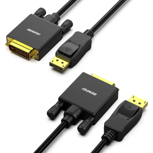 Vista 10 de BENFEI Cable DisplayPort a DVI de 10 pies, adaptador unidireccional DisplayPort de computadora a monitor DVI-D de 1080P a 60Hz macho a macho, cable