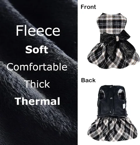 Vista 2 de Kosiyi Suéter pequeño para perro, ropa para perro, vestidos para cachorros para perros pequeños, vestido a cuadros de princesa, ropa para festivales