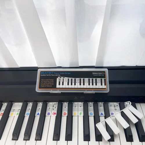 Vista 10 de Guía de notas de piano para principiantes, etiquetas extraíbles para notas de teclado de piano para aprender, tamaño completo de 88 teclas, hechas