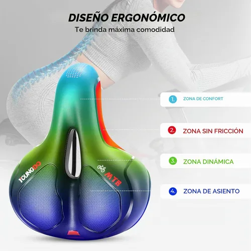 Vista 9 de Asiento de bicicleta, asiento de bicicleta YOUNGDO cómodo Azul